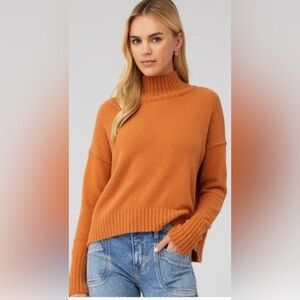 Free People Women's Vancouver Turtleneck Pumpkin Pie Sweater, Size Small